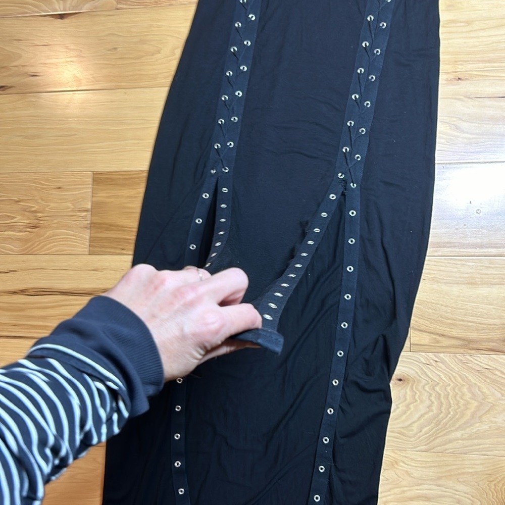 All Saints Black Lace Up Tank Top Maxi Dress | Size Medium - Picture 5 of 10